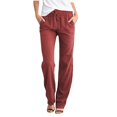 thumbnail image 1 of Women Pants Casual Yoga Straight Leg Comfy Drawstring Lounge Running Long Active Sweat Plus Size Cargo Trousers, 1 of 3