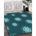thumbnail image 3 of Ahgly Company Machine Washable Indoor Square Transitional Medium Teal Green Area Rugs, 8' Square, 3 of 7