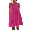 thumbnail image 1 of Penkiiy Robe d'Été Sans Manches pour Femmes, Dos Nu, Décontractée, Ligne A, à Volants, Robe de Plage, Vacances, Mini Robe 2TG Rose Vif, 1 of 9