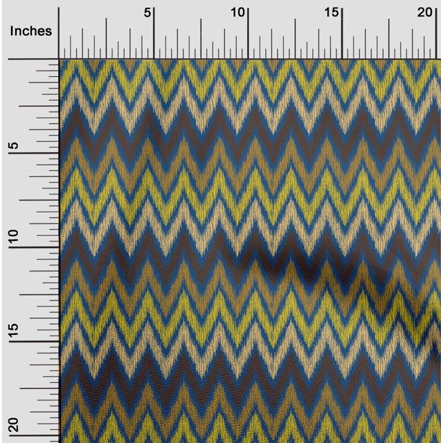 oneOone Tissu Popeline de Coton Imprimé Chevron Ikat au Mètre 56 Pouces de Large