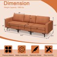 thumbnail image 4 of Costway Canapé Modulaire 3 Places avec Prises USB et Pochette de Rangement Latérale Orange, 4 of 10