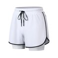 thumbnail image 2 of Styesk Mens Shorts Men Large Size Solid Color Casual Fashion Loose Sports Three-quarter Pants Drawstring Pockets Double Layer Exercise Shorts Pants, 2 of 6
