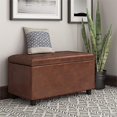 thumbnail image 2 of SIMPLIHOME Cosmopolitan Ottomane de Rangement Rectangulaire à Dessus Relevable de 34 Pouces de Large en Similicuir Capitonné Brun Selle Vieilli, Repose-Pieds Tabouret, Table Basse pour Salon, Chambre et Chambre d'Enfant, 2 of 2