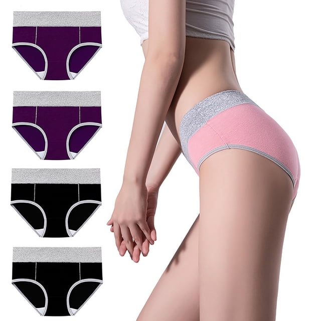 ylioge 4 Pack Plus Size Womens Underwear Panties M-5X Cotton High Waisted Multipack Full Coverage Breathable Butt Lifting Briefs