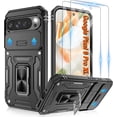 thumbnail image 1 of KOMI for Google Pixel 9 Pro XL Case with [2 Pack] HD Screen Protector + Slide Camera Cover, 360° Rotation Ring Kickstand [Military Grade] Shockproof Protective Phone Cover for Pixel 9 Pro XL, Black, 1 of 5