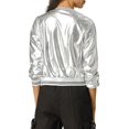 thumbnail image 3 of INSPIRE CHIC Blouson Bomber Court à Fermeture Éclair Métallique à Col Montant pour Femme, 3 of 6