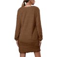 thumbnail image 3 of LUXUR Robe Chandail pour Femme Chandail en Peluche Chandail à Manches Longues Mini Robes Ample en Molleton Brun TG, 3 of 4