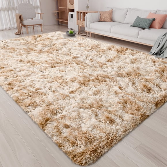 Cozydesg Soft Fluffy Modern Camel Area Rug, 8ft x 10ft