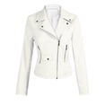 thumbnail image 1 of Qertyioot Veste en Cuir pour Femmes à Manches Longues à Revers Court, 1 of 2