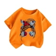 thumbnail image 3 of LUOGENLI T-Shirt pour Filles Enfant Filles Mignon Imprimé Graphique Col Rond Manche Courte Tee Été Décontracté T-Shirt Maxi Chemises pour Filles Été Coton Orange 9-10 Ans, 3 of 5