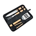 thumbnail image 1 of Baohd Hiking Barbecue Cooking Tools Grilling Stainless Steel BBQ Fork Set Washable Portable Backpacking Picnic with Storage Bag 4PCS/Set, 1 of 8