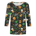 thumbnail image 3 of DPTALR T-shirt Imprimé pour la Saint-Patrick pour Femmes, Manches 3/4 Mi-Longues, Col Rond, Décontracté, 3 of 4