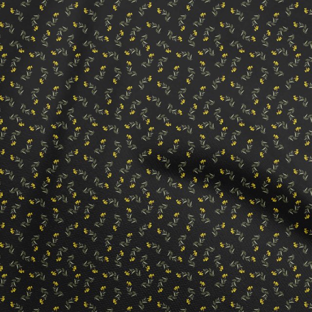 oneOone Cotton Flex Black Fabric Floral Craft Projects Decor Fabric Printed By The Yard 40 Inch Wide
