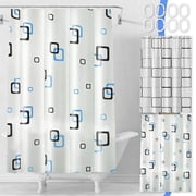 Yeciiwht Fahion Checkered Shower Curtain Thickened Shower Curtain Liner with 8pc Hooks 71x47 Inches, Waterproof Grids Shower Curtains Bathroom Shower Liner Toilet Partition Curtain