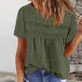 thumbnail image 4 of Styesk Hauts pour Femmes Femmes Décontracté Boho Haut Manches Courtes Été Col Rond Chemises Amples Dentelle Décontracté Blouses Unies, 4 of 8