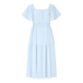 thumbnail image 5 of Économies d'Été Liquidation 2025 Bovxnpu Robe d'Été pour Femmes, Robes Maxi Décontractées Boho Plage, Mode Femmes Robe d'Été Décontractée Col Carré Manches Courtes Robe Unie G, 5 of 5