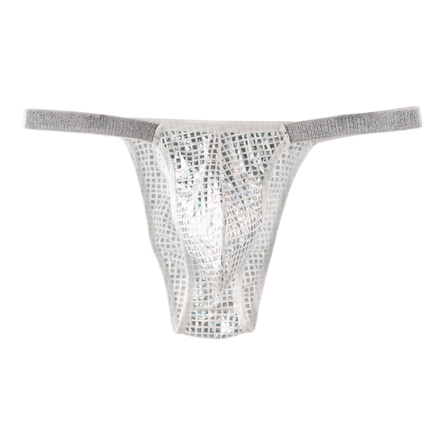 Penkiiy String Transparent pour Hommes g-Strings Bikini sous-Vêtements en Maille Transparente String pour Homme G Blanc