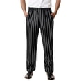 thumbnail image 1 of WEIYLL Mens Pants Suitable Kitchen Work Loose Fit Stripe Print Casual White Trousers Size M, 1 of 4