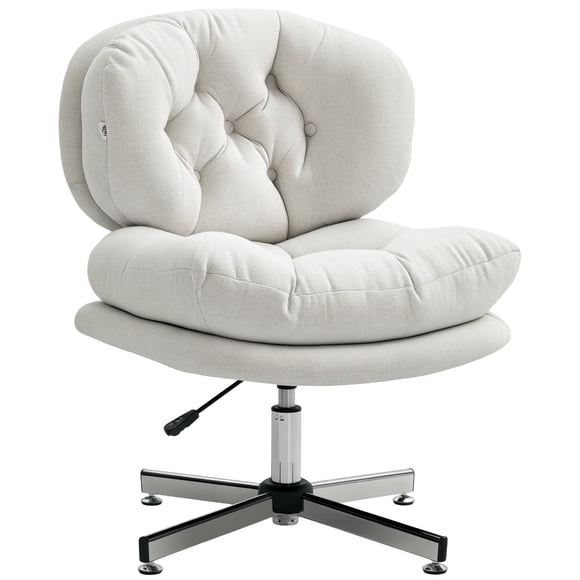 HOMCOM Armless Office Chair Desk Chair with Wide Thick Padded Seat, White