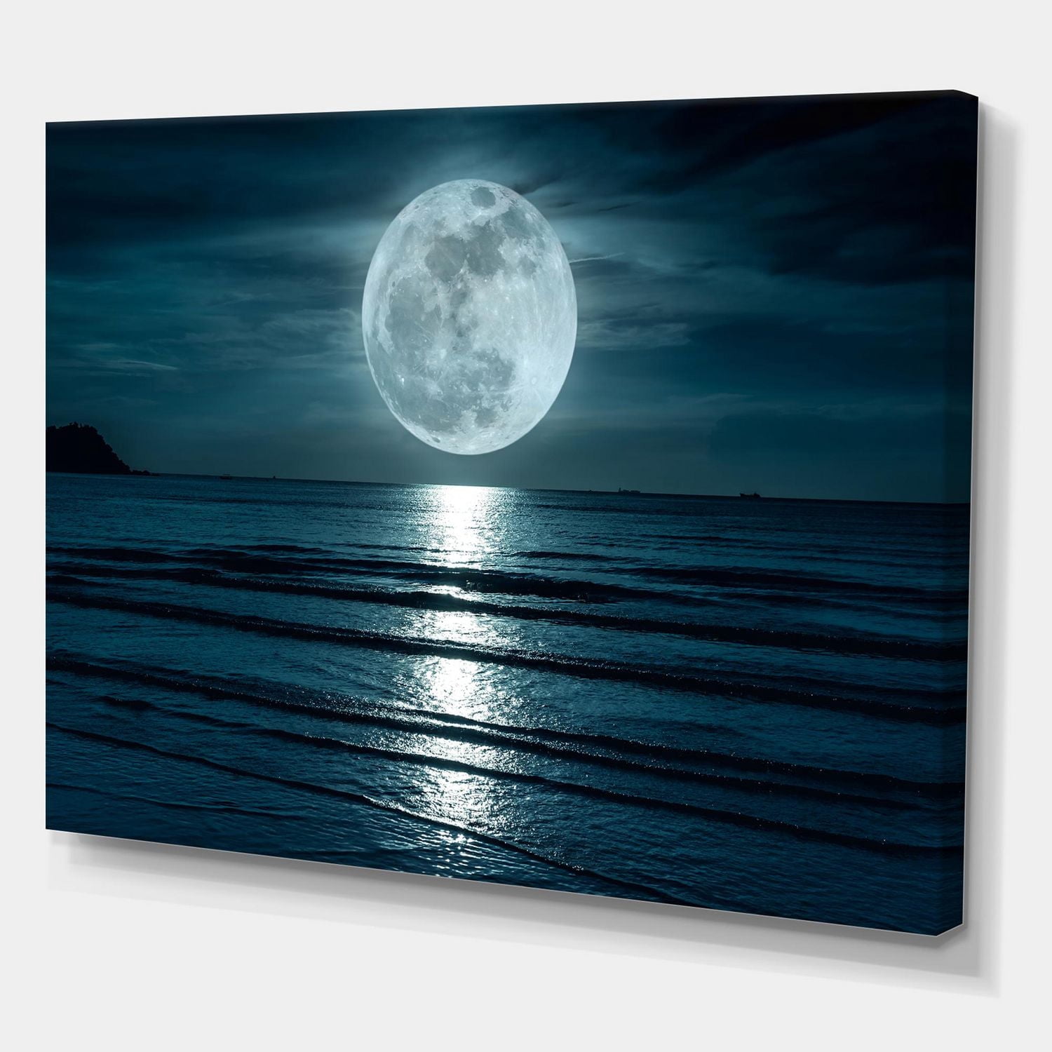 Designart Super lune sur la mer I Art mural sur toile