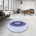 thumbnail image 4 of Ahgly Tapis Rond Lavable en Machine Intérieur Transitionnel Bleu Lavande, 3 Pieds Rond, 4 of 7