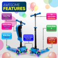 thumbnail image 4 of Hurtle ScootKid 3 Wheel Toddler Ride On Toy Scooter with LED Wheels, Blue, 4 of 6