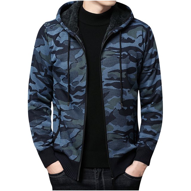 Pompotops Automne/hiver Nouveau Style pour Hommes Veste Tricotée à Capuche en Velours à Manches Longues en Solde