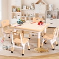 thumbnail image 2 of Ourlova Modern Kids Adjustable 31.5" Table and 4 Chair Set with Non-Slip Desk Legs & Graffiti Desktop Preschool Activity Kids Table Set, 2 of 6