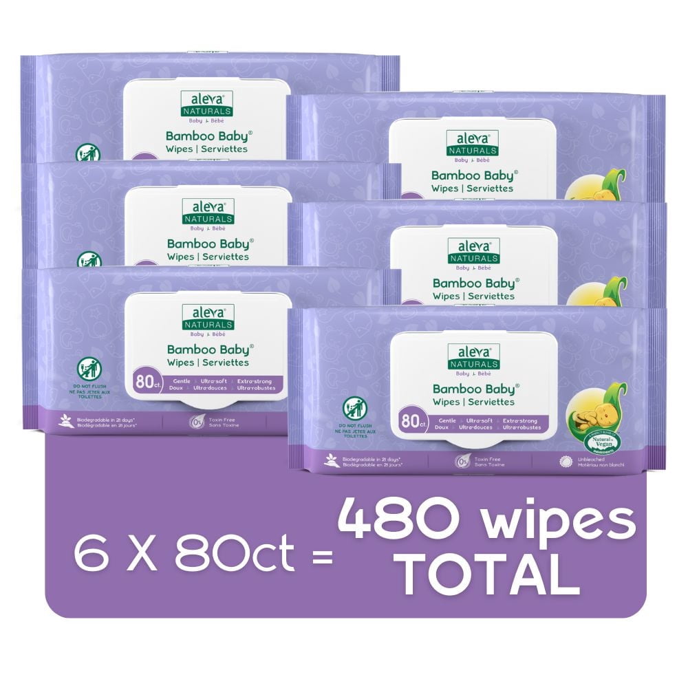 Aleva Naturals Bamboo Baby Wipes Economy Pack - 480ct (80ct x 6)