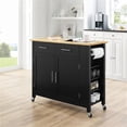 thumbnail image 2 of Pemberly Row Contemporary Wood Top Kitchen Island Cart in Black, 2 of 19