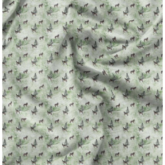 Soimoi Green Rayon Fabric Tree Animal Print Sewing Fabric Yard 42 Inch Wide