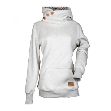 Chandails à Capuchon pour Femmes Manches Longues Col Entonnoir Boutons Obliques Tunique Décontractée Ajustée Chandail à Capuchon Uni Poche Kangourou Chandail Taille m (Gris)