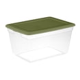 thumbnail image 1 of Sterilite 55 Liter Storage Box, Clear Plastic Storage Bin with Snap-on Lid, Green, 1 of 5