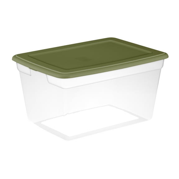 Boîte de rangement Sterilite de 55 litres, bac de rangement en plastique transparent avec couvercle à enclenche, vert