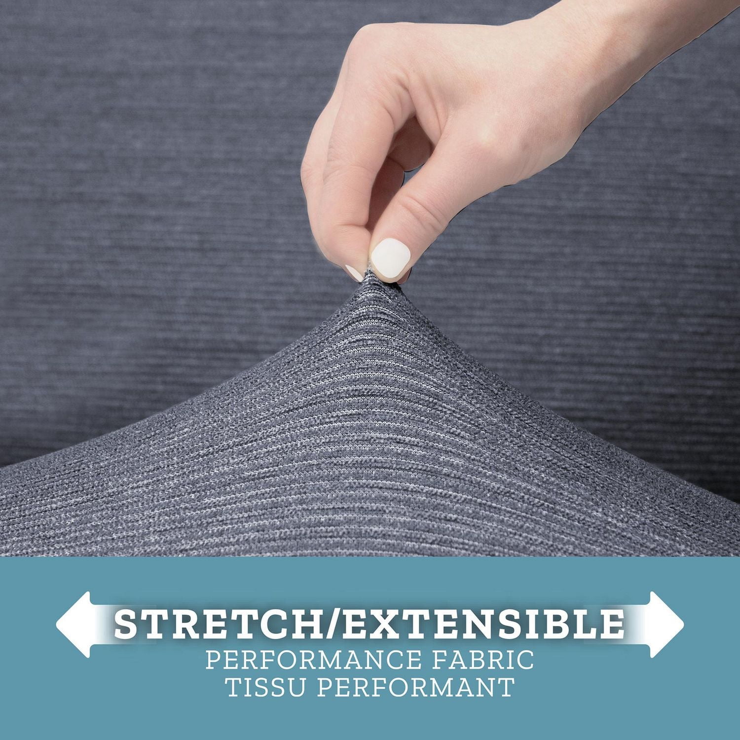 Housse en tissu recyclé SmartFit Chenille Stretch Canapé, 1 pièce, bleu
