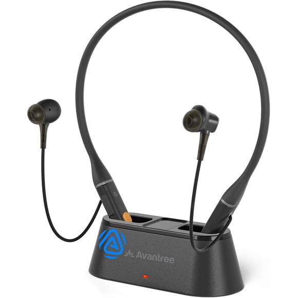 Avantree Loop Dock – Auracast & Bluetooth Neckband Earbuds with Drop-in Charging Dock, Low-Latency Audio, 3 EQ Modes with Voice Clear