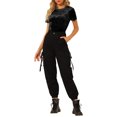 thumbnail image 2 of INSPIRE CHIC T-Shirt Décontracté en Velours Noir à Manches Courtes et Col Rond pour Femme, Taille g., 2 of 8