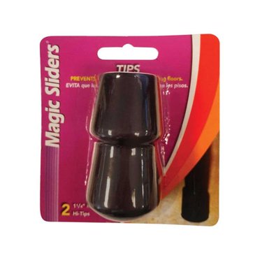 Magic Sliders 5954185 Rubber Round Leg Tip, Black - 1.25 in. - Pack of 2