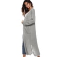 thumbnail image 5 of Women Floor Length Open Front Drape Cardigan Lightweight Long Sleeve Maxi Duster with Pockets Beige L, 5 of 5