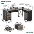 thumbnail image 4 of Bestier L Shaped Desk with File Drawers, 63" x 47" Office Computer Desk with Storage Cabinet, Corner Desk with Monitor Stand & Modesty Panel for Home Office, Gray, 4 of 9