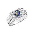 thumbnail image 4 of RYLOS Men's Ring 14K White Gold Ring, 7MM Round Shape Gemstone Designer Style Rings Alexandrite June Birthstone Rings Gold Size 12, 4 of 7