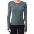 thumbnail image 1 of Hvobtty T-Shirt à Manches Longues Décontracté à Col Rond pour Femmes, Vêtements de Sport de Course à Manches Longues pour Femmes et Tenue de Yoga Respirante Sans Coutures, 1 of 3