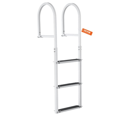 VEVOR Échelle de Quai, 3 Marches Amovibles, Capacité de Charge de 500 Lb, Échelle de Bateau Ponton en Alliage d'Aluminium avec Marche de 3,1 Po de Large et Tapis en Caoutchouc Antidérapant, Facile à Installer pour Navire/lac/piscine/embarquement en Mer