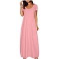 thumbnail image 1 of fatyb Robes Maxi pour Femmes Col Rond Manches Courtes Robes Décontractées Robes T-Shirt Amples pour Femmes P-5TG, 1 of 6