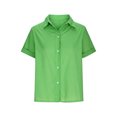 thumbnail image 4 of Yuyuzo Womens Button down Shirts Short Sleeve V Neck Tshirts Solid Color Office Work Tops Blouses, 4 of 6