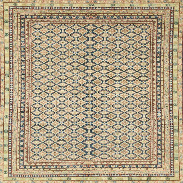 Ahgly Company Tapis d'Intérieur Carrés Abstraits Bruns Abstraits pour Aire, 7 Pieds Carré