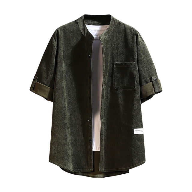 Weiqiqre T-Shirt Décontracté pour Hommes à Manches Courtes, Couleur Unie, Col Ras du Cou à Boutons, Mode Automne, Hauts Style de Rue pour l'Été