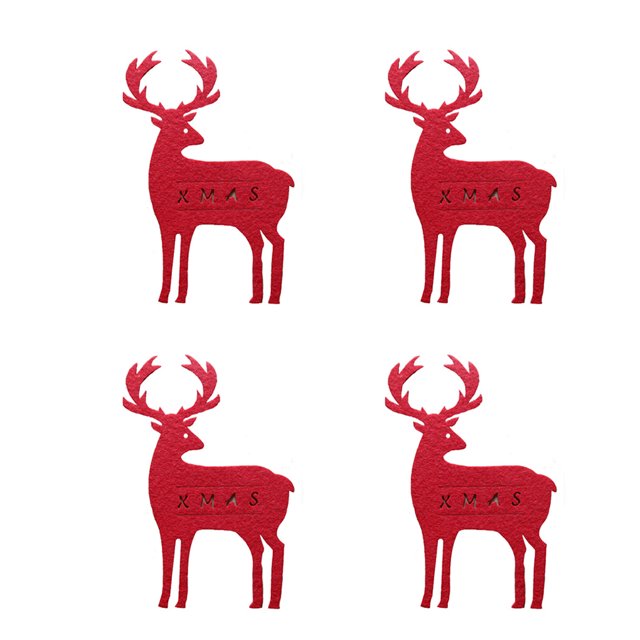 mmirethe 4pcs Elk Bag Unique Tableware Holder Organizer Cute Christmas Table Bags Fork Spoon Sack Dinnerware Box for Theme Party Red