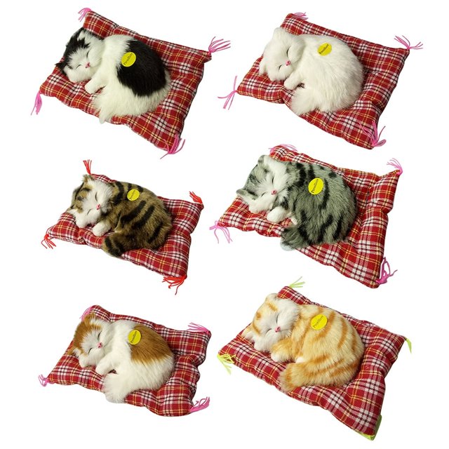 Sleeping Cats Plush Stuffed Toy Press Simulation Sound Animal Cute Doll Kids Gift