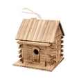 thumbnail image 2 of Wooden Bird House with Graffiti Design, Durable Wooden Bird Feeder for Parrots Breeding, Outdoor Courtyard Shelter with Hanging Rope in Multiple Colors, Brown, 2 of 6